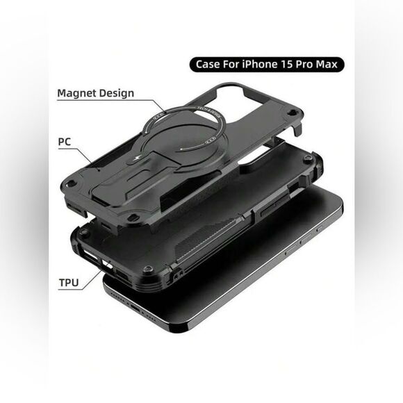Rugged Armor iPhone 16 Pro Max Case – Heavy Duty with Kickstand & Magnetic Ring - Picture 3 of 9